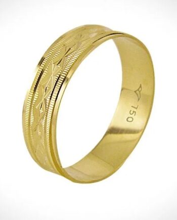 Aliança "Vetor duplo" trabalhada ouro 18k