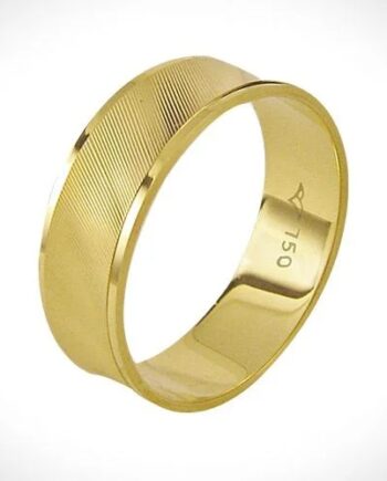 Aliança "raiada" trabalhada ouro 18k