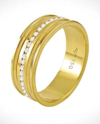 Aliança "diamond valeta 2" ouro 18k e Zircônias