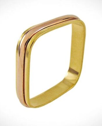 Aliança "quadrada" ouro amarelo e rosé 18k