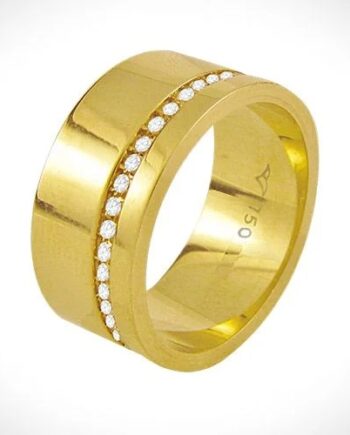 Aliança 'all diamond" ouro 18k com pedras de Zircônia