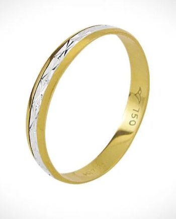 Aliança bodas de prata em ouro amarelo e branco 18k